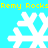 Pixelated snowflakes on cyan background with yellow text repeating 'Remy Rocks' at top and bottom.