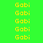 Yellow pixelated text 'Gabi' repeated across a bright green background with scattered cyan rectangular blocks.