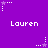 Purple background with repeated white text 'Lauren' and alternating star-and-dot patterns in white and light purple.
