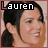 Six views of a person with dark hair in a low ponytail, wearing red lipstick and small earrings, with the name 'Lauren' displayed above each view