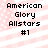 American Glory Allstars #1 text on a pink and white striped background with pixelated dots.