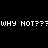 Black background with white pixelated text repeating 'WHY NOT???' in two horizontal , top and bottom