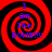 Four identical red and black spiral patterns with blue text reading "I Am The BOMB!!!" arranged in a on a black background