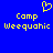 Blue background with yellow pixelated text 'Camp Weequahic' and a heart symbol above the left instance of the text.