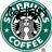 Green circular Starbucks Coffee logo with a black-and-white siren, white text, and small dots on the border.