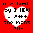 Red background with four identical heart-shaped text displaying 'u walked by I HEW u were the right GUY' in pixelated font