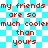 Red pixelated text on a blue and white checkered background repeats the phrase 'my friends are so much cooler than yours' in a pattern