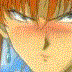 nine anime-style character face close-ups with varying expressions, hair colors including red and orange, and different eye shapes