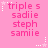 Pink background with repeated text blocks and white star motifs in a pattern