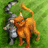 Animated pixel art of a cat-like warrior with armor and horns, transitioning from no text to displaying "I LOVE WARRIORS" in bold black letters.