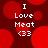 A 4-frame animated contact sheet showing a red and dark-red pixelated background with white text "I Love Meat <33" in each frame, where the background circles shift position across frames.