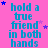 A static image with a bright pink background displays repeated text "hold a true friend in both hands" in cyan lettering, interspersed with small purple and blue stars.