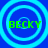 Four identical circular icons with concentric rings on a blue background, each displaying green text reading BECKY.