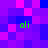 Pixelated of purple and pink squares with four green 'ali' text instances on a blue-purple background