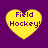 Four yellow heart-shaped icons with 'Field Hockey!' text on purple background, each showing slight pixel variation.