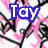 A four- of pixelated images showing a pink floral background with 'Tay' text, a colorful collage with an equals sign and lips, a rainbow peace symbol over black, and a blank gray