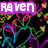 Pixelated icon with neon-colored heart outlines and text overlays on a black background.