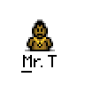 Animated contact sheet of pixel art Mr. T icons with varying poses, expressions, and speech bubbles on a gray background.
