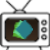 Static pixel art of a retro television with two antennae, displaying a pixelated green and blue diamond shape on its screen.