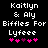 Pixelated text displays 'Kaitlyn & Aly Biffles For Lyfeee' with pink and purple heart symbols below, showing animation changes in the third symbol's color.
