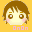 Four pixelated anime-style character heads with brown hair and pink cheeks arranged in a on yellow background, each labeled with colored text below