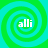 Four identical spiral patterns with green and cyan colors, each containing the text 'alli' in white pixelated font.