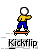 Pixelated character in yellow shirt and blue pants performing a kickflip on an orange skateboard with white wheels, repeated