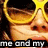 A person wearing yellow sunglasses with a gradient tint, showing two text overlays reading "me and my friends get" and "ban from wikipedia".