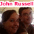 A pixelated image of two people with overlaid red text reading "John Russell has my <3 completely" in three separate sections.