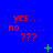 Blue background with red text reading 'yes...', 'no....', and '???' in three , plus green symbols changing across frames