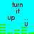 Pixelated text and green bar graphs on a cyan background with repeated phrases and symbols.