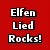 Red background with white text "Elfen Lied Rocks!" and five anime-style character portraits in a