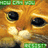 Pixelated close-up of a cartoon animal face with large black eyes, orange-brown fur, and white whiskers against green background strips.