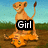 Animated sequence of a lion cub character with orange fur and black tail tip, standing over another cub on brown ground under blue sky.