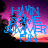 Pixelated blue text reading "HAPPY BIRTHDAY" over a gradient background of purple, pink, and orange hues with a bright white light effect at the bottom.