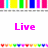 A static image with three words in bright pink text: Live, Laugh, Love arranged across a white background with colorful pixelated borders.