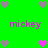 Green background with pink and gray heart icons arranged in a pattern, featuring repeated 'mickey' text in purple lowercase letters