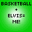 Green background with pixelated text reading "BASKETBALL BASKETBALL + ELVIS= ME!" in four identical quadrants.