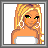 A 4-frame pixel art contact sheet showing a cartoon woman in various poses with text frames, rendered in low-resolution animation style.