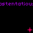 Animated pixel art displays repeating purple text and pink symbols on black background with visible animation changes.