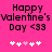 Pixelated text and heart symbols on a bright pink background, with two identical static frames showing 'Happy Valentine's Day <33' and five white/pink hearts.