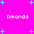 Pixelated text "Amanda" appears four times on a bright pink background with scattered cyan plus signs, no visible animation changes.