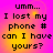Four identical pixelated text on a pink-to-yellow gradient background, each displaying 'umm... I lost my phone # can I have yours?' in black block letters