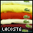 Pixelated image of a layered sandwich with green crocodile icons and 'LACOSTE' text at the bottom.