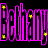 Pixelated purple text logo with yellow and red star accents on black background, displayed as a 2-frame contact sheet.