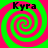 Four identical spiral patterns in green and pink with the text 'Kyra' above each spiral on a green background.