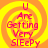 Yellow and orange spiral background with red text reading "U Are Getting Very SLEEPy" in four identical