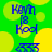 Animated icon with blue text 'Kevin', '18', and 'Kool' over green background with yellow circles, showing subtle pixel shifts in the lower section.