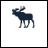 Animated contact sheet of a pixelated moose logo with progressively adding text below it, displayed in a 5x4 grid on white background.