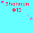 Pixelated text 'Shannon #13' in red with pink and light blue stars on a cyan background, showing star position variations across frames.